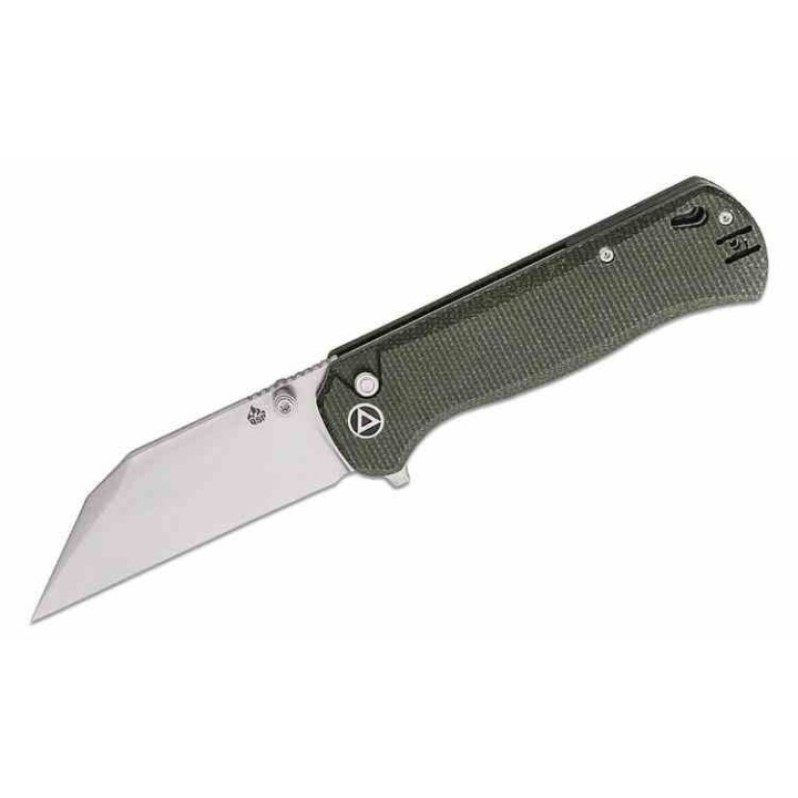 Couteau QSP Swordfish Green Lame Wharncliffe Acier 14C28N Manche Micarta IKBS Button Lock Clip QS149B1 - Livraison Gratuite