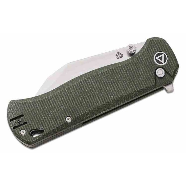 Couteau QSP Swordfish Green Lame Wharncliffe Acier 14C28N Manche Micarta IKBS Button Lock Clip QS149B1 - Livraison Gratuite