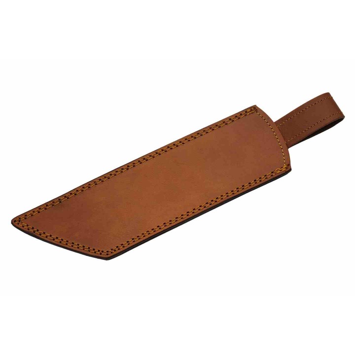 Couteau Damas Viking Seax Lame 256 Couches Manche Bois Red Etui Cuir DM1368RD - Livraison Gratuite