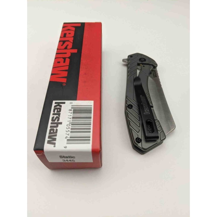 Couteau Kershaw Static KVT Manche Acier Lame Cleaver Acier 8Cr13MoV Framelock Clip KS3445 - Livraison Gratuite