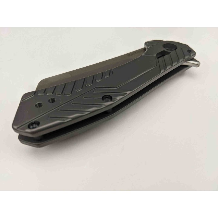 Couteau Kershaw Static KVT Manche Acier Lame Cleaver Acier 8Cr13MoV Framelock Clip KS3445 - Livraison Gratuite