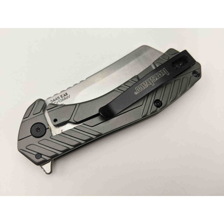 Couteau Kershaw Static KVT Manche Acier Lame Cleaver Acier 8Cr13MoV Framelock Clip KS3445 - Livraison Gratuite