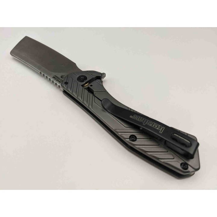 Couteau Kershaw Static KVT Manche Acier Lame Cleaver Acier 8Cr13MoV Framelock Clip KS3445 - Livraison Gratuite