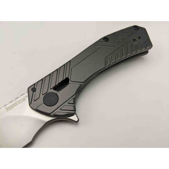 Couteau Kershaw Static KVT Manche Acier Lame Cleaver Acier 8Cr13MoV Framelock Clip KS3445 - Livraison Gratuite