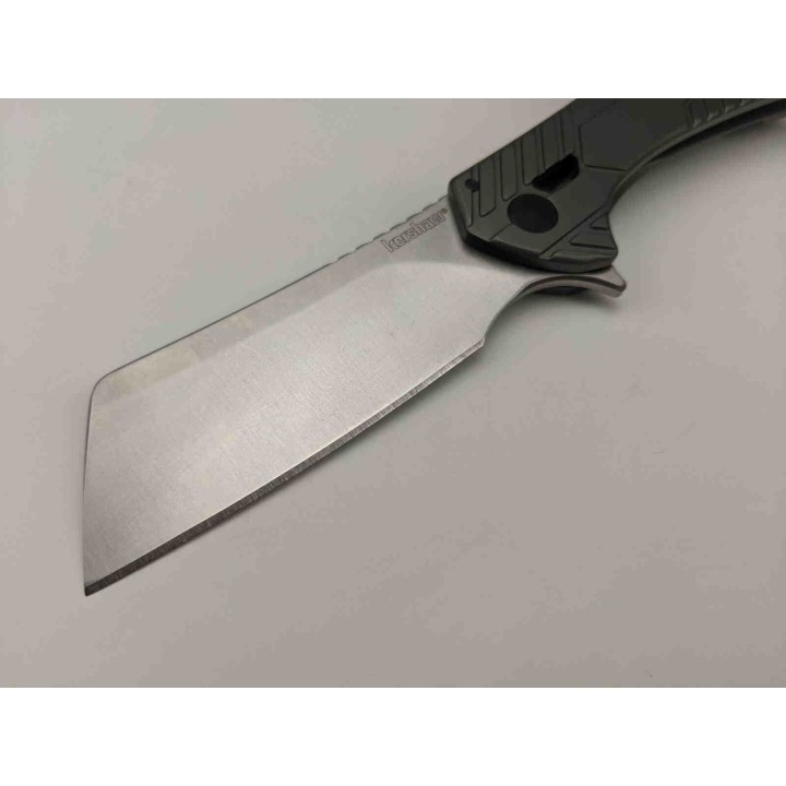 Couteau Kershaw Static KVT Manche Acier Lame Cleaver Acier 8Cr13MoV Framelock Clip KS3445 - Livraison Gratuite
