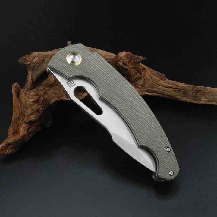 Couteau ArtisanCutlery Xcellerator OD Lame Acier AR-RPM9 SW Manche Micarta IKBS Clip Titane ATZ1860PODG - Livraison Gratuite