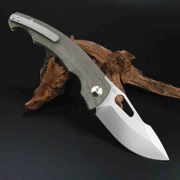 Couteau ArtisanCutlery Xcellerator OD Lame Acier AR-RPM9 SW Manche Micarta IKBS Clip Titane ATZ1860PODG - Livraison Gratuite