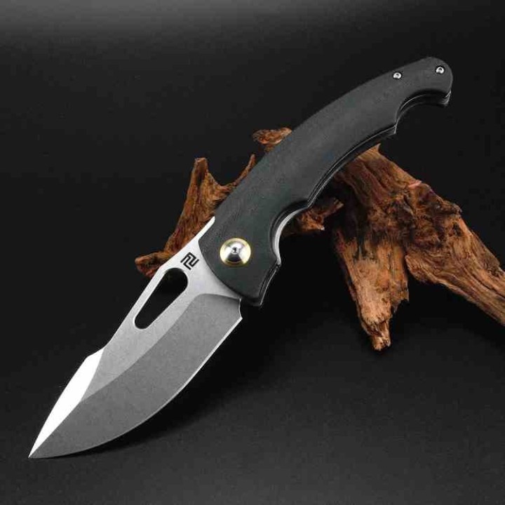 Couteau ArtisanCutlery Xcellerator Black Lame Acier AR-RPM9 Manche Micarta IKBS Clip Titane ATZ1860PMBK - Livraison Gratuite
