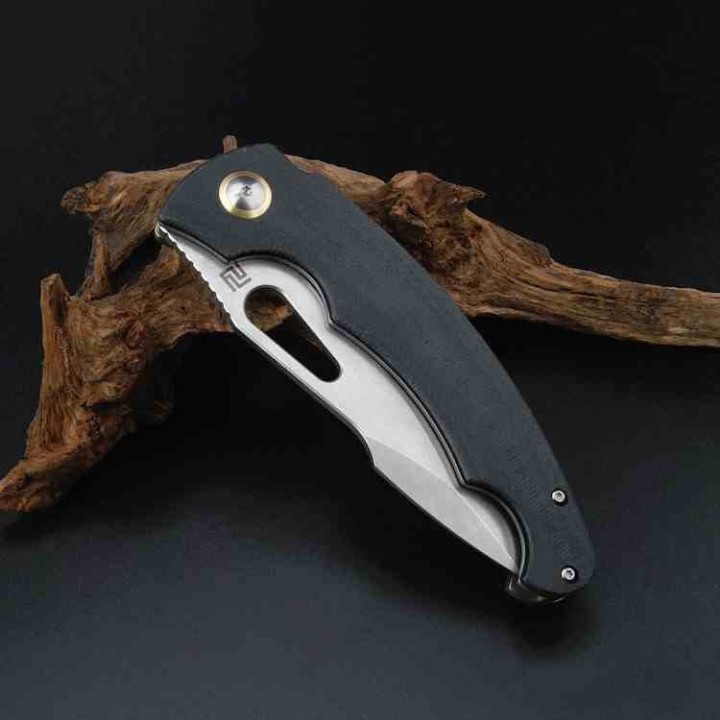 Couteau ArtisanCutlery Xcellerator Black Lame Acier AR-RPM9 Manche Micarta IKBS Clip Titane ATZ1860PMBK - Livraison Gratuite