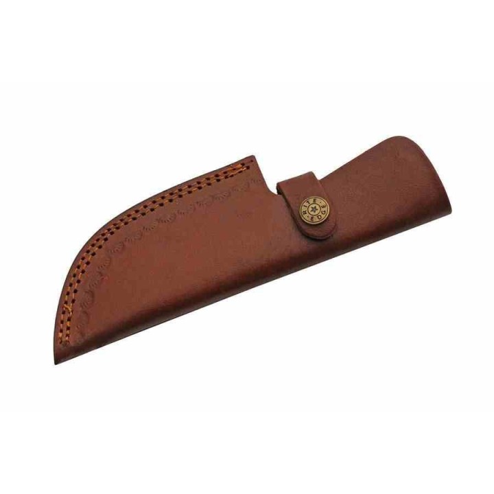 Couteau De Chasse Skinner Manche Résine Lame Acier Inox Etui Cuir PA203452HN - Livraison Gratuite