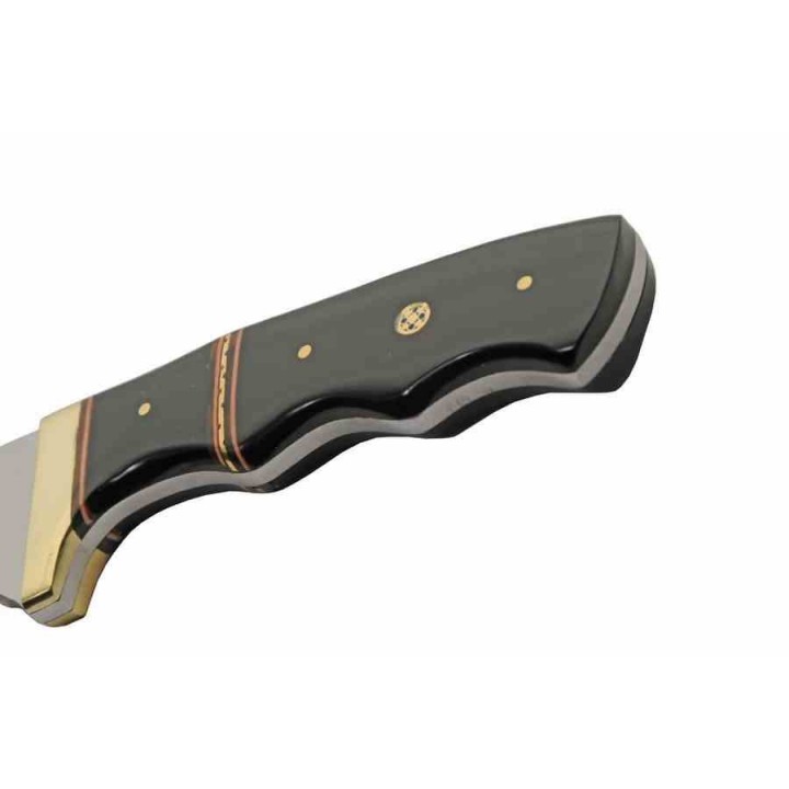 Couteau De Chasse Skinner Manche Résine Lame Acier Inox Etui Cuir PA203452HN - Livraison Gratuite