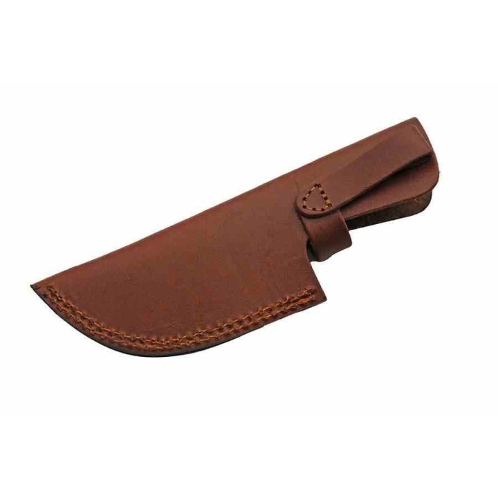 Couteau De Chasse Skinner Manche Résine Lame Acier Inox Etui Cuir PA203452HN - Livraison Gratuite