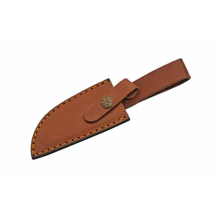 Couteau de Chasse Skinner Admirals Blue Lame Damas 256 Couches Manche Os Etui Cuir DM1372 - Livraison Gratuite
