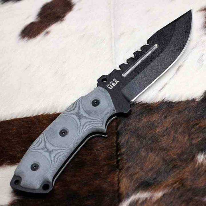 Couteau Tops Steel Eagle Hunter Point Saw  Lame Acier Carbone 1095 Manche Micarta Etui Kydex USA TPSE105C - Livraison Gratuite