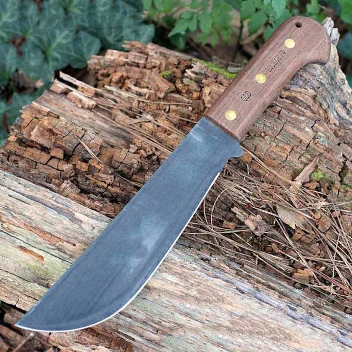 Couteau Bowie Old Hickory Outdoor Machete Lame Acier Carbone 1075 Manche Bois Etui Cuir Made USA OH7055 - Livraison Gratuite