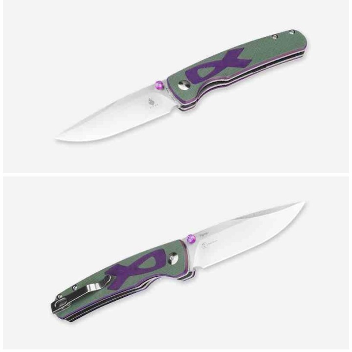 Couteau Kizer Fighter Green 154CM Clip Point Manche Cancer G10 IKBS Linerlock Clip KIV3633C1 - Livraison Gratuite
