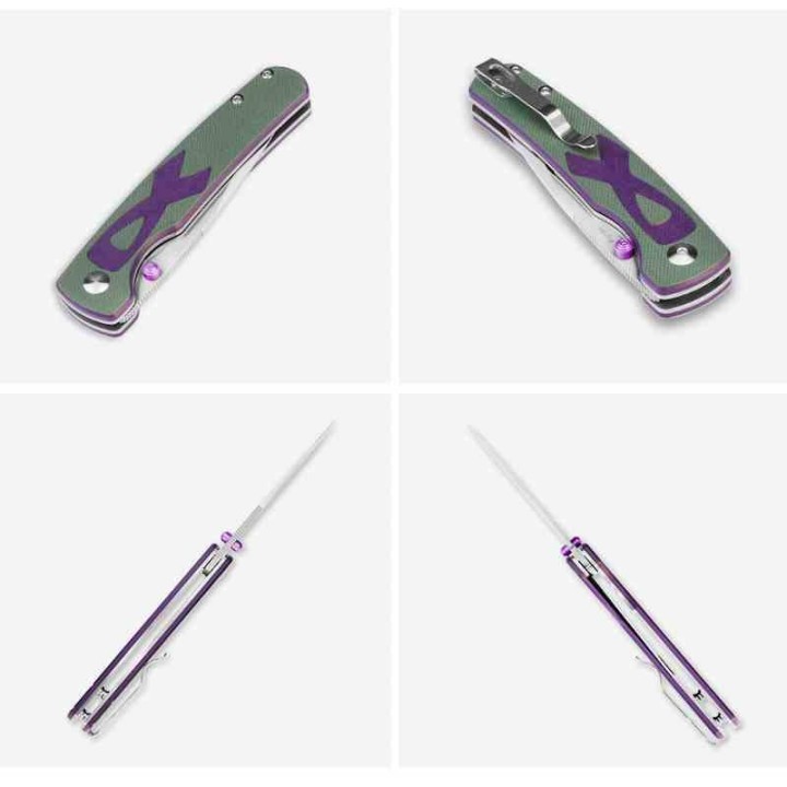 Couteau Kizer Fighter Green 154CM Clip Point Manche Cancer G10 IKBS Linerlock Clip KIV3633C1 - Livraison Gratuite