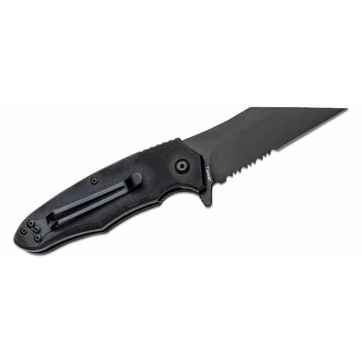 Couteau BLACKHAWK Be-Wharned A/O Black Lame Acier D2 Combo Wharncliffe Manche G10 Clip BH15BW211BK - Livraison Gratuite