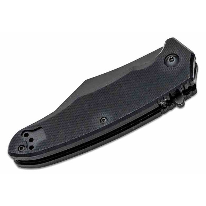 Couteau BLACKHAWK Be-Wharned A/O Black Lame Acier D2 Combo Wharncliffe Manche G10 Clip BH15BW211BK - Livraison Gratuite