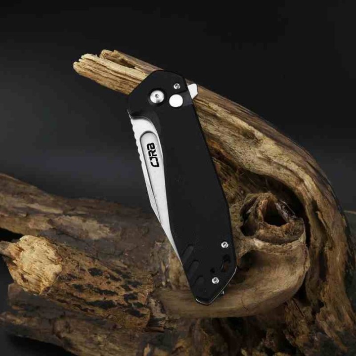 Couteau CJRB Cutlery Riff Black Lame Acier AR-RPM9 SW Manche G10 IKBS Button Lock Clip J1928BK - Livraison Gratuite