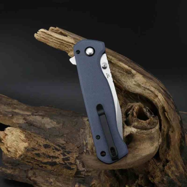 Couteau CJRB Chord Blue/Gray Lame Acier AR-RPM9 SW Manche G10 IKBS Button Lock Clip J1927GY - Livraison Gratuite