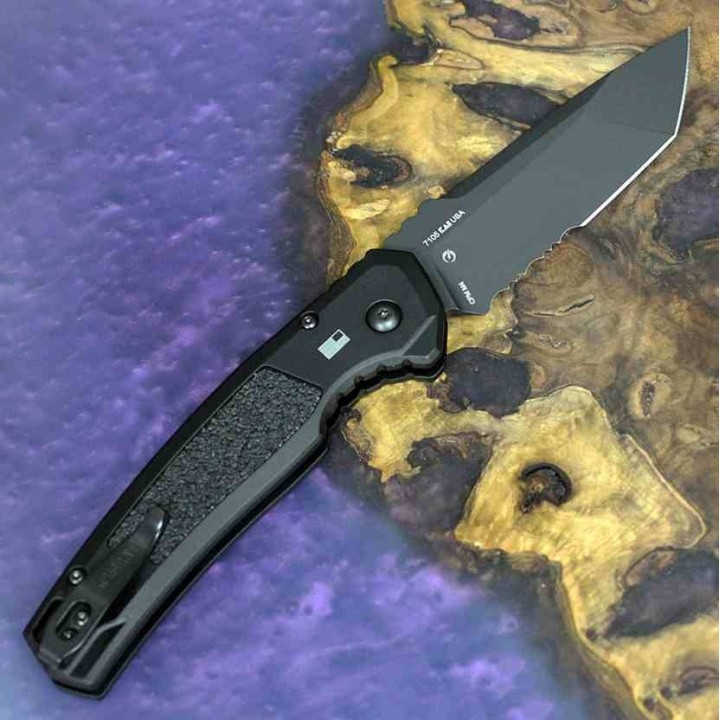 Couteau Kershaw Auto Launch 16 Tanto Lame Acier CPM-M4 Combo Manche Aluminum Button Lock USA KS7105 - Livraison Gratuite