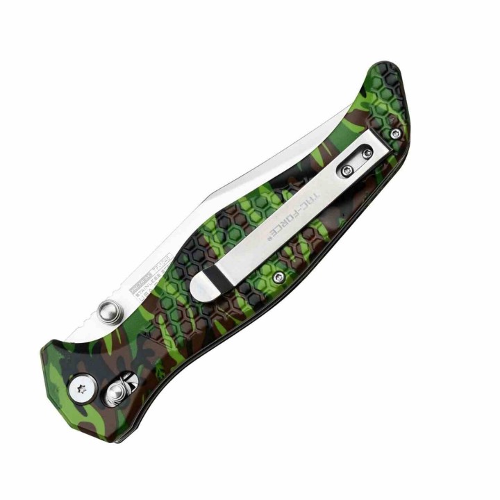 Couteau Tac Force Rapid Lock Camo Lame Acier 3Cr13 Manche Nylon IKBS Clip TF1046C - Livraison Gratuite