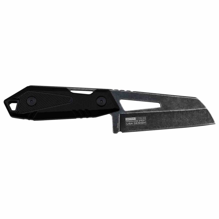 Lot de 2 Couteau Tac Force Cleaver Black Lame Acier 3CR13 Manche Fibre de Nylon Etui Canvas TFFIX021BK - Livraison Gratuite