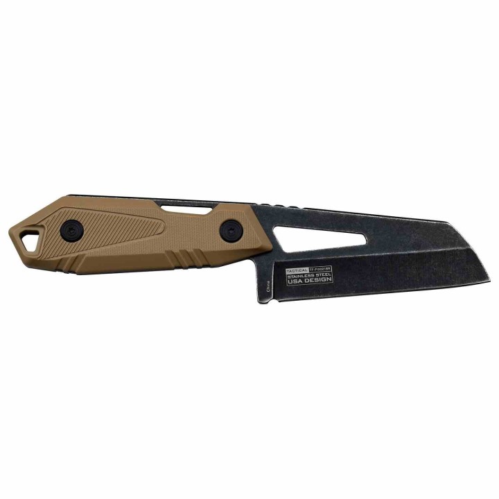 Lot de 2 Couteau Tac Force Cleaver Brown Lame Acier 3CR13 Manche Fibre de Nylon Etui Canvas TFFIX021BR - Livraison Gratuite