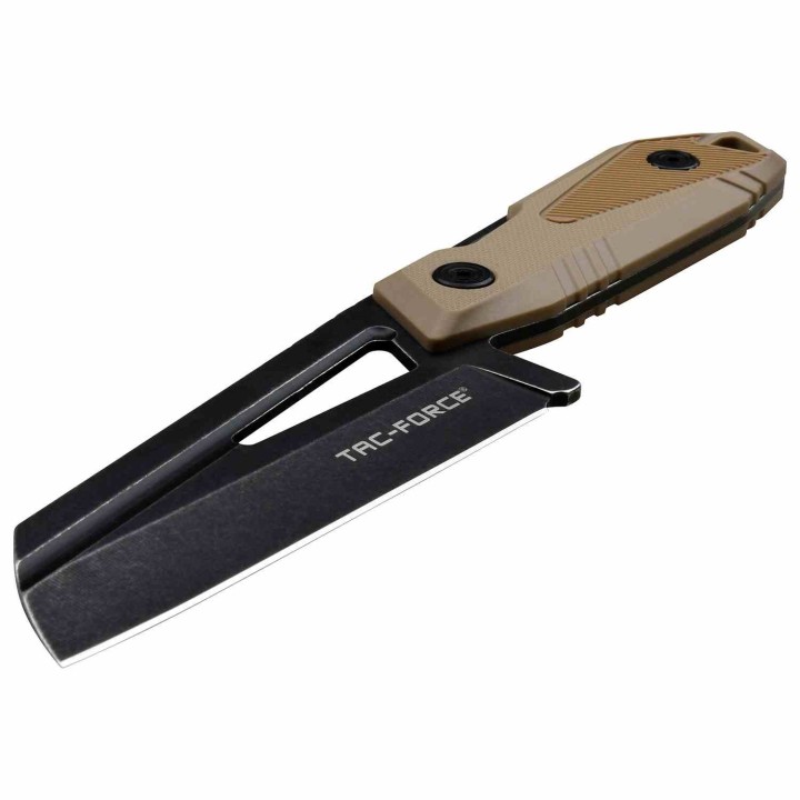 Lot de 2 Couteau Tac Force Cleaver Brown Lame Acier 3CR13 Manche Fibre de Nylon Etui Canvas TFFIX021BR - Livraison Gratuite