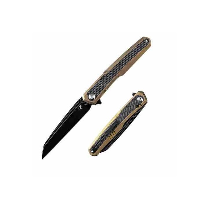 Couteau Kansept Arcus Gold Manche Titane/FCarbone Lame Acier CPM-S35VN IKBS Framelock Clip K1046A4 - Livraison Gratuite