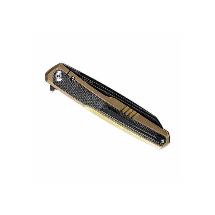 Couteau Kansept Arcus Gold Manche Titane/FCarbone Lame Acier CPM-S35VN IKBS Framelock Clip K1046A4 - Livraison Gratuite