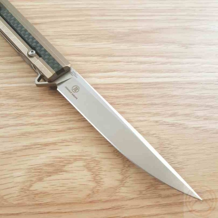 Couteau Defcon Bronze Manche Titane/Fibre Carbone Lame Acier M390 IKBS Framelock Clip TF93891 - Livraison Gratuite