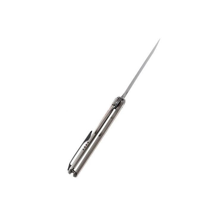 Couteau Kansept Arcus Bronze Manche Titane/Micarta Lame Acier Damas IKBS Framelock Clip K1046D1 - Livraison Gratuite