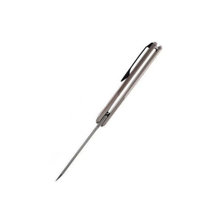 Couteau Kansept Arcus Bronze Manche Titane/Micarta Lame Acier Damas IKBS Framelock Clip K1046D1 - Livraison Gratuite