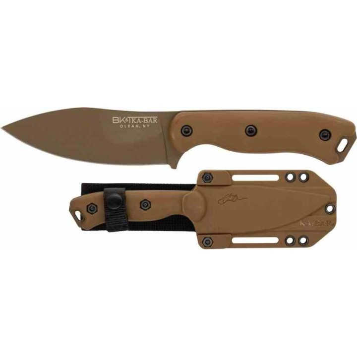 Couteau KA-BAR Becker Nessmuk Tan Lame Acier Carbone 1095 Manche Ultramid Etui Polymer Made USA BKR19 - Livraison Gratuite