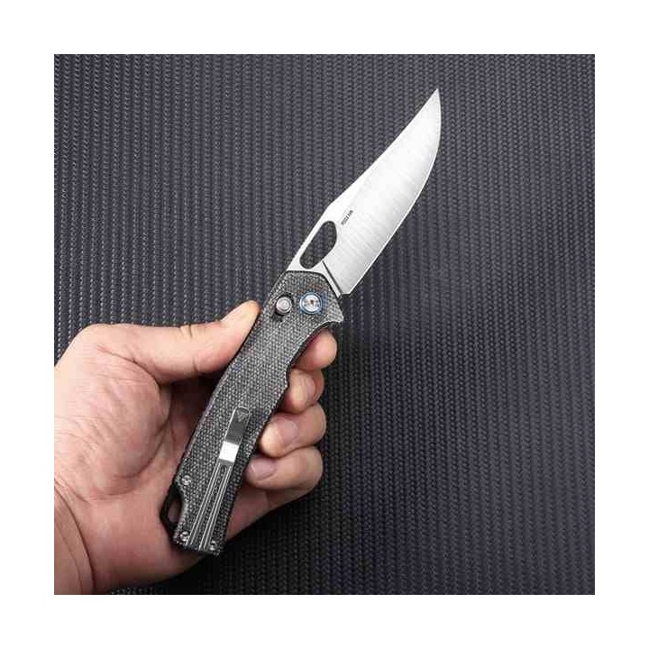 Couteau SRM Knives 9203 MB Ambi Lock Jeans Lame Acier 10Cr15CoMoV Manche Micarta Clip SRM9203MB - Livraison Gratuite