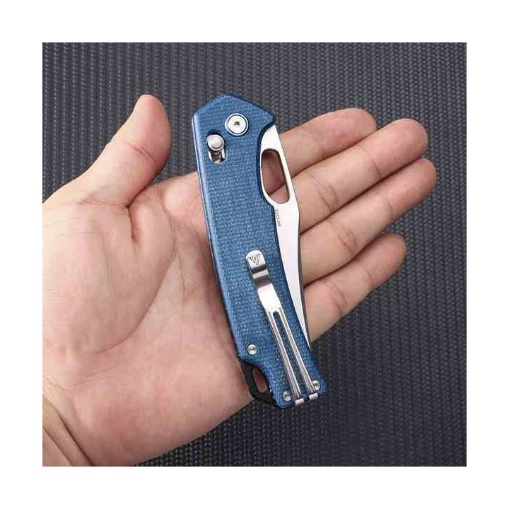 Couteau SRM Knives 9203 ME Ambi Lock Blue Lame Acier 10Cr15CoMoV Manche Micarta Clip SRM9203ME - Livraison Gratuite