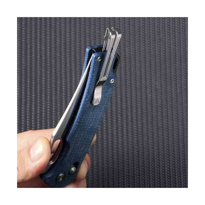 Couteau SRM Knives 9203 ME Ambi Lock Blue Lame Acier 10Cr15CoMoV Manche Micarta Clip SRM9203ME - Livraison Gratuite