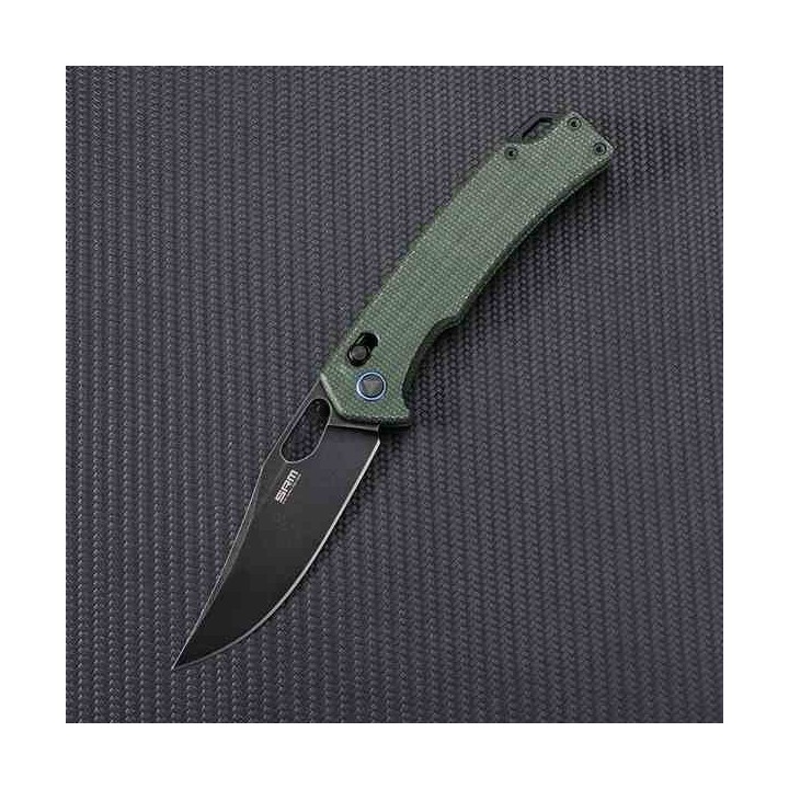Couteau SRM Knives 9203 MG2 Ambi Lock OD Green Lame Acier 10Cr15CoMoV Manche Micarta Clip SRM9203MG2 - Livraison Gratuite