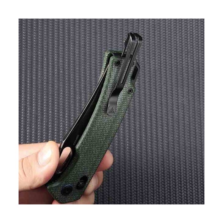 Couteau SRM Knives 9203 MG2 Ambi Lock OD Green Lame Acier 10Cr15CoMoV Manche Micarta Clip SRM9203MG2 - Livraison Gratuite