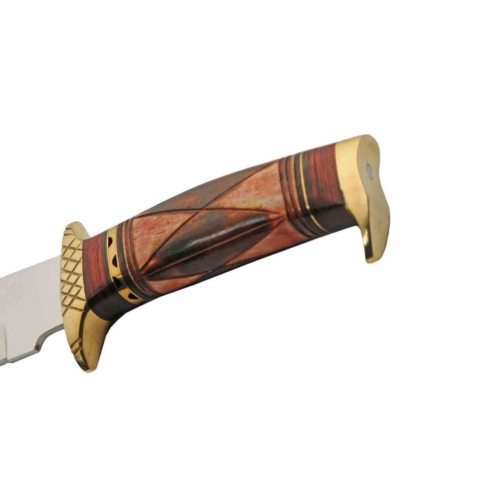 Couteau De Chasse Western Sun Hunter Lame Acier Inox Manche Os Etui Cuir PA203464 - Livaison Gratuite