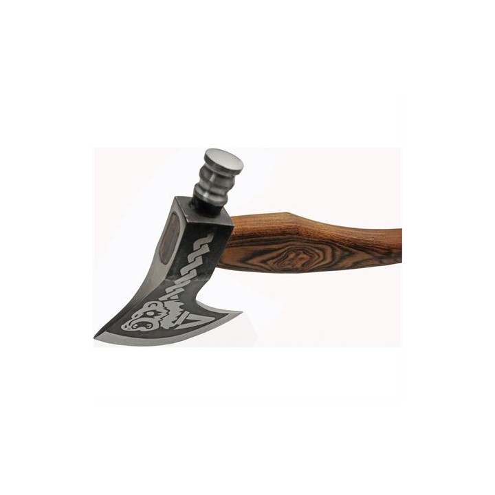 Hache Tomahawk Grizzly Hammer Lame Acier Inox Manche Bois Etui Cuir PA882456 - Livraison Gratuite