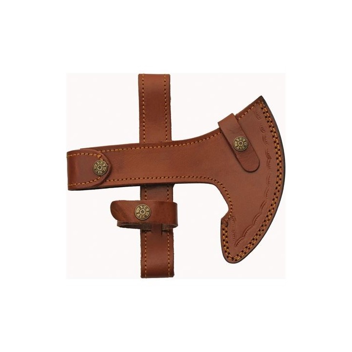 Hache Tomahawk Grizzly Hammer Lame Acier Inox Manche Bois Etui Cuir PA882456 - Livraison Gratuite