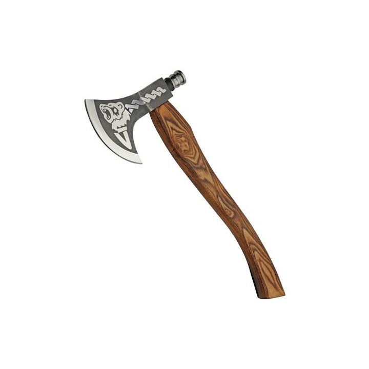 Hache Tomahawk Grizzly Hammer Lame Acier Inox Manche Bois Etui Cuir PA882456 - Livraison Gratuite