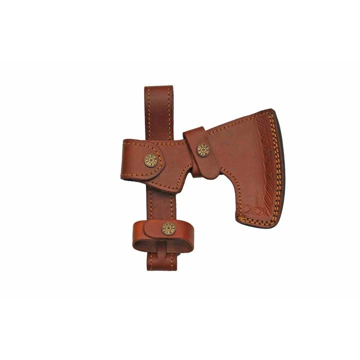 Hache Tomahawk Grooved Lame Acier Inox Manche Bois Etui Cuir PA882463 - Livraison Gratuite