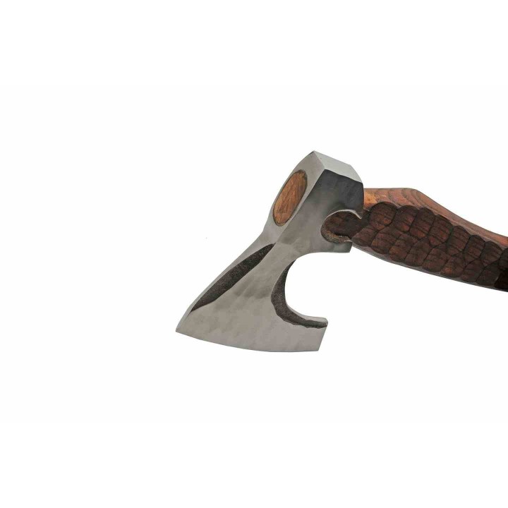 Hache Tomahawk Grooved Lame Acier Inox Manche Bois Etui Cuir PA882463 - Livraison Gratuite
