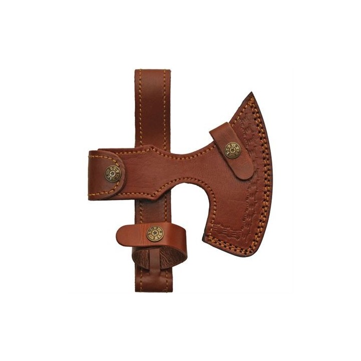 Hache Tomahawk Skull Broad Axe Lame Acier Inox Manche Bois Etui Cuir PA882459 - Livraison Gratuite