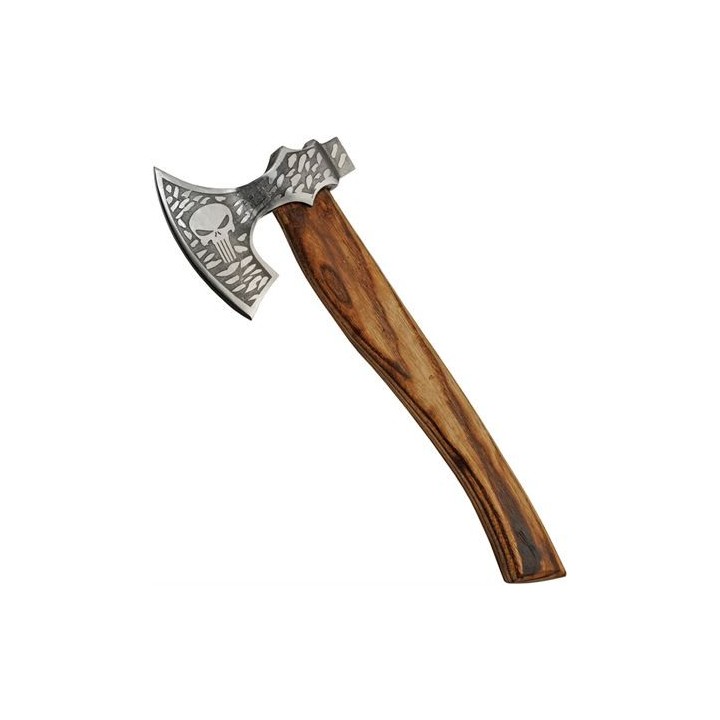 Hache Tomahawk Skull Broad Axe Lame Acier Inox Manche Bois Etui Cuir PA882459 - Livraison Gratuite