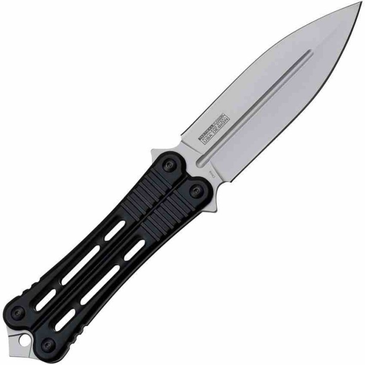 Couteau Papillon Fixe Black Lame Acier 3Cr13 Manche Aluminium Etui Plastique TFFIX023BK - Livraison Gratuite